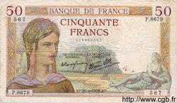 50 Francs CÉRÈS modifié FRANCIA  1938 F.18.16 MBC