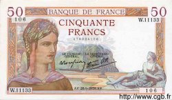 50 Francs CÉRÈS modifié FRANCE  1939 F.18.32 XF
