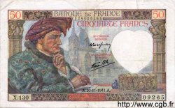 50 Francs JACQUES CŒUR FRANKREICH  1941 F.19.16