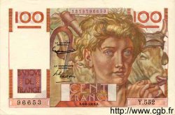 100 Francs JEUNE PAYSAN FRANCE  1953 F.28.38 AU-