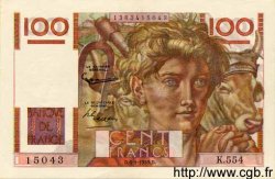 100 Francs JEUNE PAYSAN filigrane inversé FRANCE  1953 F.28bis.02 UNC-