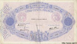 500 Francs BLEU ET ROSE modifié FRANCIA  1940 F.31.55