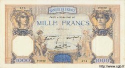1000 Francs CÉRÈS ET MERCURE type modifié FRANKREICH  1940 F.38.48 SS