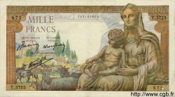 1000 Francs DÉESSE DÉMÉTER FRANCE  1943 F.40.24 VF+