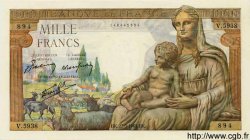 1000 Francs DÉESSE DÉMÉTER FRANCIA  1943 F.40.25 q.FDC
