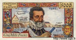 5000 Francs HENRI IV FRANCE  1957 F.49.02 VF+