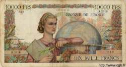 10000 Francs GÉNIE FRANÇAIS FRANCE  1952 F.50.56 VG