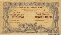 50 Rupees - 50 Roupies INDIA FRANCESA  1877 P.A2s SPL