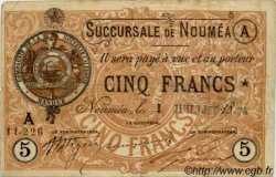5 Francs NOUVELLE CALÉDONIE Nouméa 1874 P.02 BC