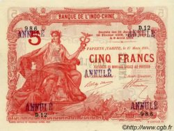 5 Francs TAHITI  1914 P.01b SC