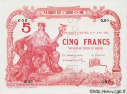 5 Francs TAHITI  1923 P.04s pr.NEUF