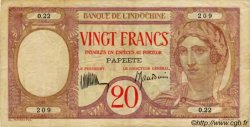 20 Francs TAHITI  1932 P.12b MB