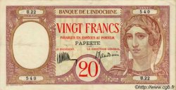 20 Francs TAHITI  1932 P.12b MBC
