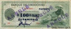 100 Francs Annulé TAHITI  1943 P.17b F+