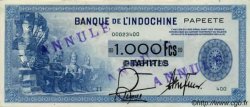 1000 Francs Spécimen TAHITI  1943 P.18bs fST