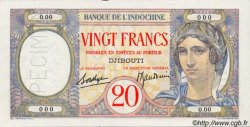 20 Francs DJIBUTI  1936 P.07As AU