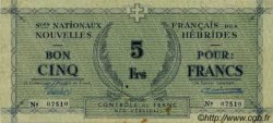 5 Francs NUEVAS HÉBRIDAS  1943 P.01 SC