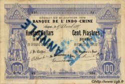 100 Dollars - 100 Piastres Annulé INDOCINA FRANCESE Saïgon 1885 P.023 q.BB