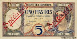 5 Piastres FRENCH INDOCHINA  1927 P.049b XF-