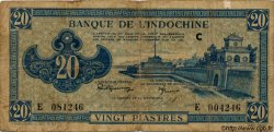 20 Piastres bleu INDOCINA FRANCESE  1943 P.065 MB