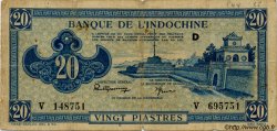 20 Piastres bleu INDOCHINE FRANÇAISE  1943 P.065