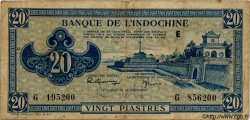 20 Piastres bleu INDOCINA FRANCESE  1943 P.065 MB