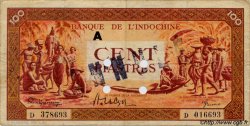 100 Piastres orange INDOCINA FRANCESE  1942 P.066s q.BB
