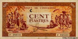 100 Piastres orange INDOCINA FRANCESE  1942 P.066 q.BB
