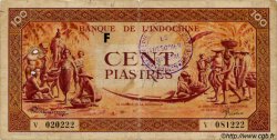 100 Piastres orange INDOCINA FRANCESE  1942 P.066 var q.BB