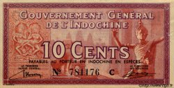 10 Cents INDOCINA FRANCESE  1939 P.085a q.SPL