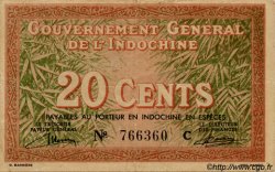 20 Cents FRANZÖSISCHE-INDOCHINA  1939 P.086a fVZ