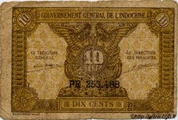 10 Cents FRENCH INDOCHINA  1943 P.089 VG
