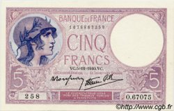 5 Francs FEMME CASQUÉE modifié FRANCIA  1940 F.04.16
