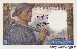 10 Francs MINEUR FRANCIA  1941 F.08.01 FDC