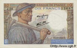 10 Francs MINEUR FRANKREICH  1943 F.08.09 ST