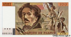 100 Francs DELACROIX modifié FRANCE  1987 F.69.11A116 UNC
