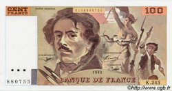 100 Francs DELACROIX uniface FRANKREICH  1993 F.69bisU.08 VZ