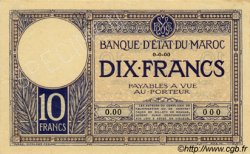 10 Francs MAROKKO  1920 P.11as fST+