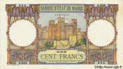 100 Francs MAROCCO  1928 P.20s q.FDC