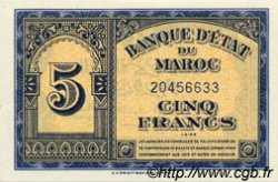 5 Francs MAROKKO  1944 P.24 ST