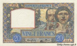 20 Francs SCIENCE ET TRAVAIL FRANKREICH  1941 F.12.12