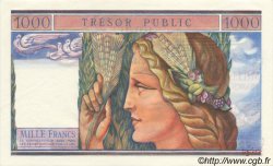 1000 Francs TRÉSOR PUBLIC FRANCE  1955 VF.35.00S UNC-