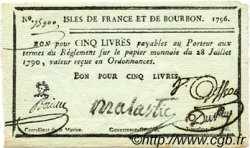 5 Livres ISOLE DE FRANCIA E BORBONE  1796 P.27 AU