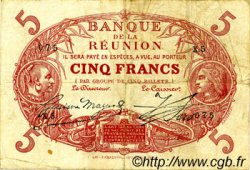 5 Francs Cabasson rouge REUNION INSEL  1916 P.14 SS