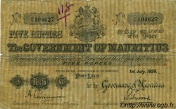 5 Rupees MAURITIUS  1924 P.16 F