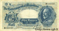 5 Rupees MAURITIUS  1930 P.20 VF