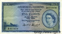 5 Rupees MAURITIUS  1954 P.27 XF