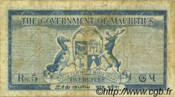 5 Rupees ÎLE MAURICE  1954 P.27 TB