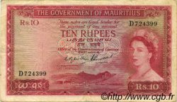 10 Rupees MAURITIUS  1954 P.28 fSS