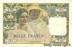 1000 Francs MADAGASCAR  1953 P.048b VF